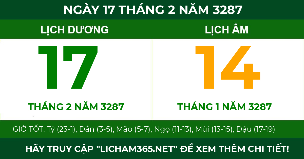 lịch âm ngày 17 tháng 2 năm 3287