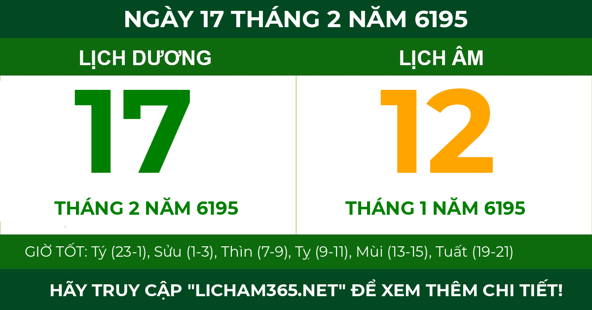 lịch âm ngày 17 tháng 2 năm 6195