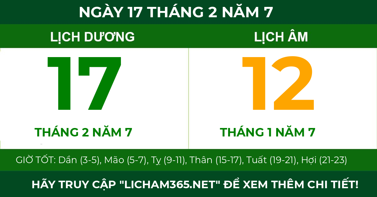 lịch âm ngày 17 tháng 2 năm 7