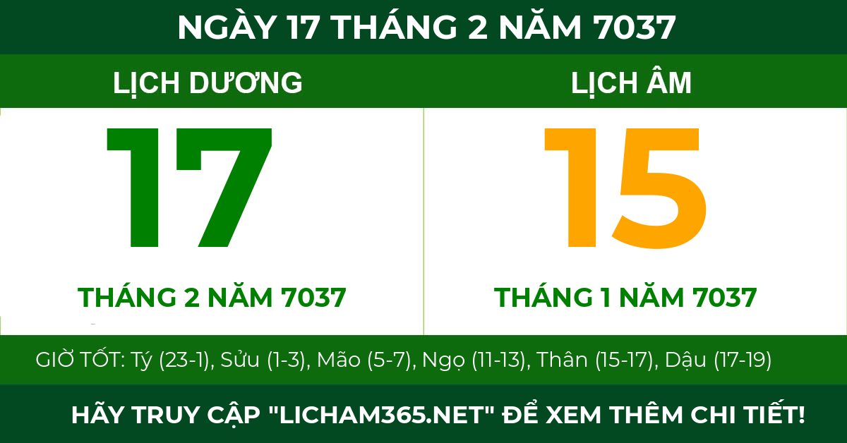 lịch âm ngày 17 tháng 2 năm 7037