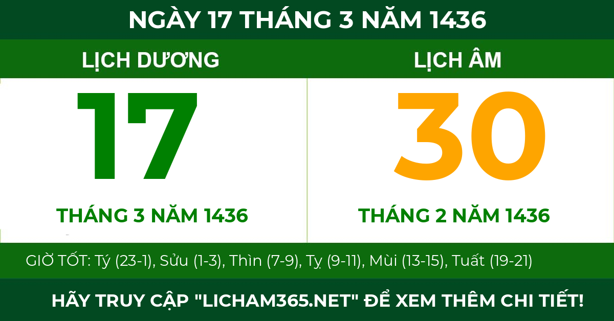 lịch âm ngày 17 tháng 3 năm 1436