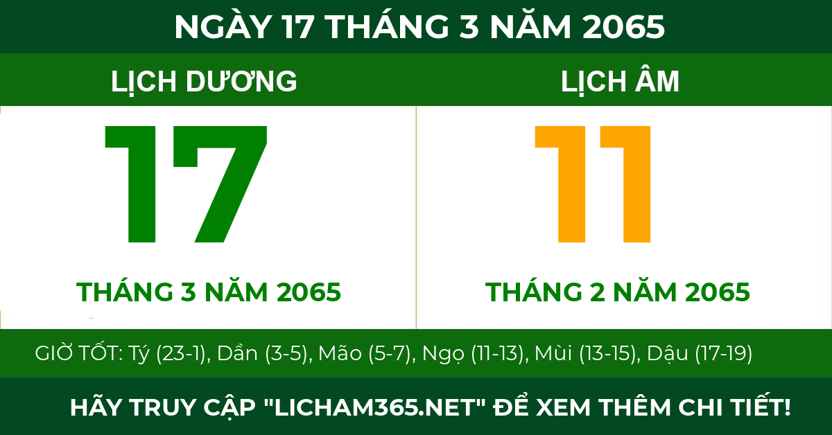 lịch âm ngày 17 tháng 3 năm 2065