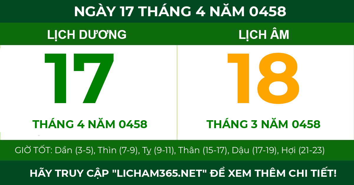 lịch âm ngày 17 tháng 4 năm 0458