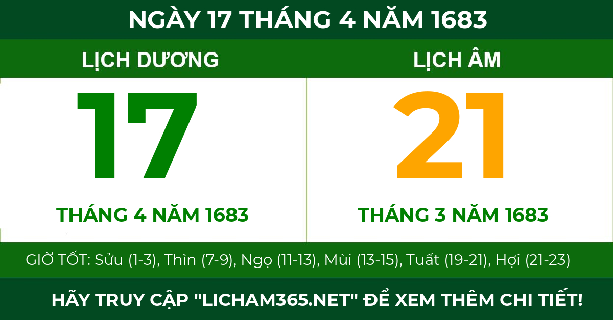 lịch âm ngày 17 tháng 4 năm 1683