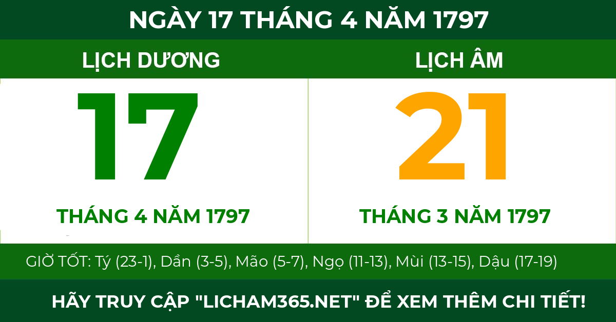lịch âm ngày 17 tháng 4 năm 1797