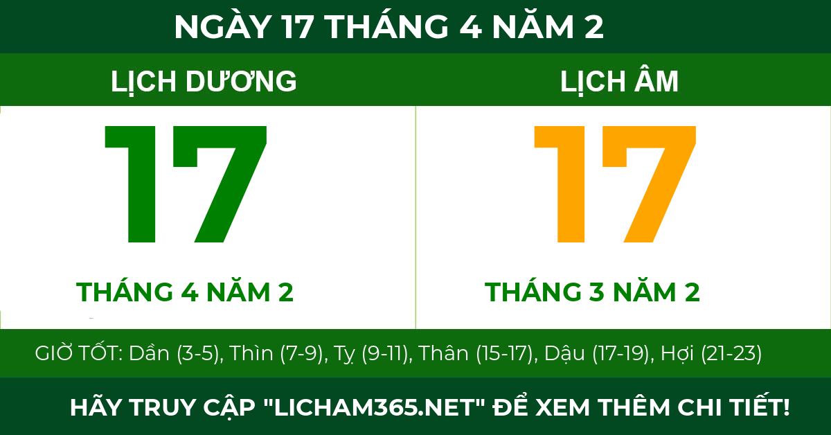 lịch âm ngày 17 tháng 4 năm 2
