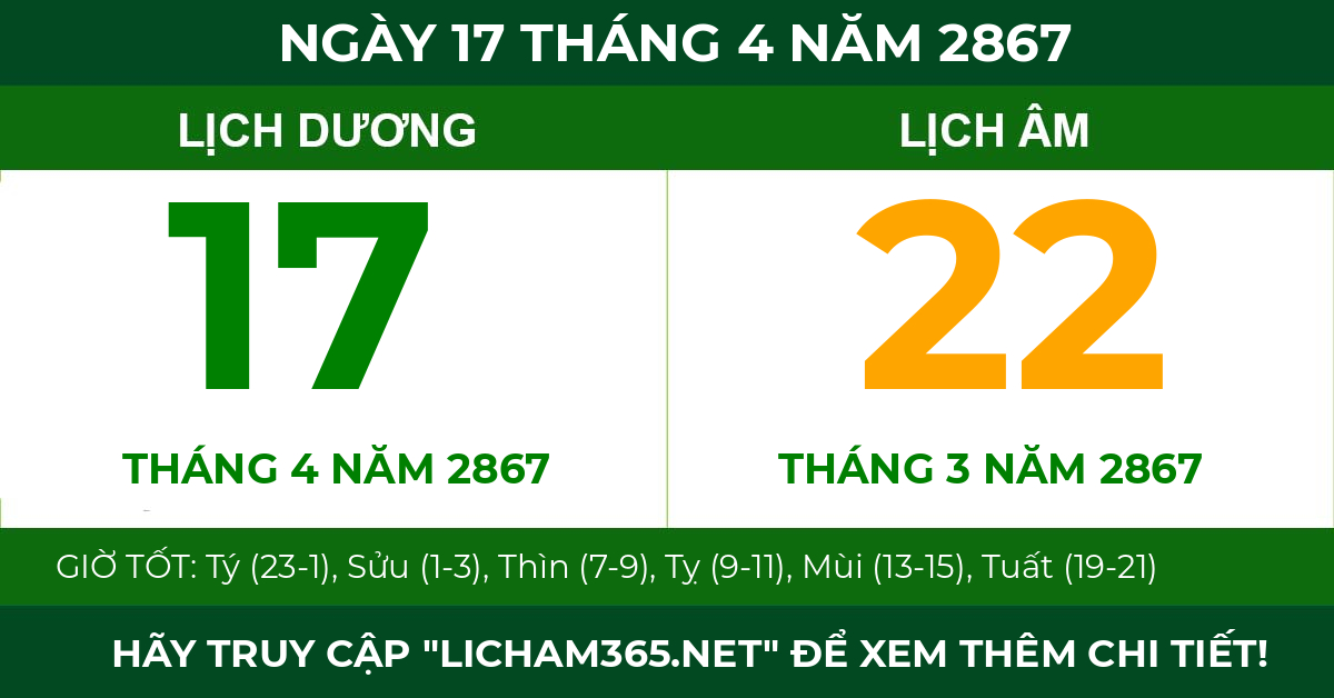 lịch âm ngày 17 tháng 4 năm 2867