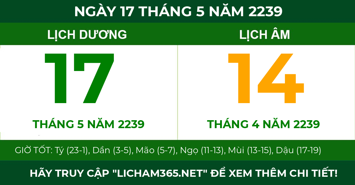lịch âm ngày 17 tháng 5 năm 2239