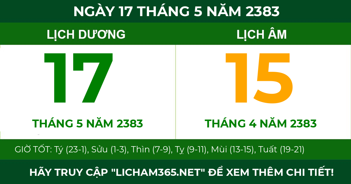 lịch âm ngày 17 tháng 5 năm 2383