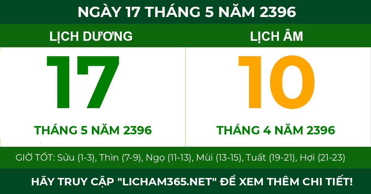 lịch âm ngày 17 tháng 5 năm 2396