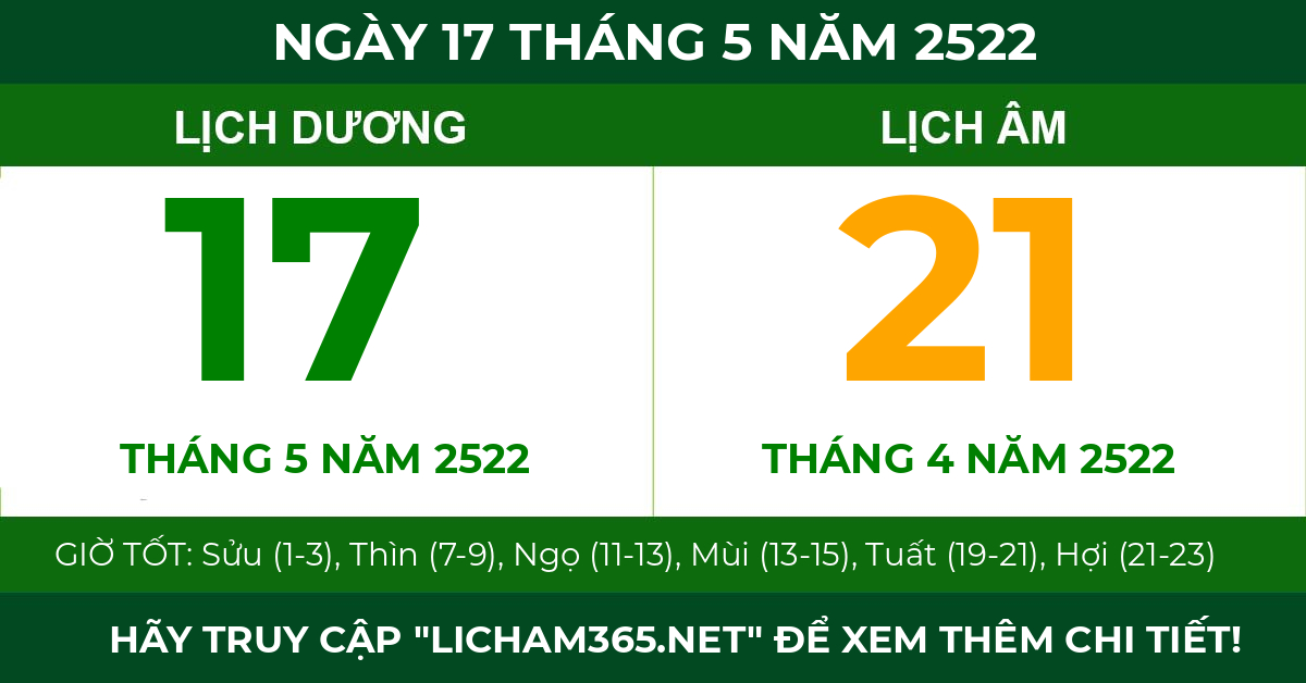lịch âm ngày 17 tháng 5 năm 2522
