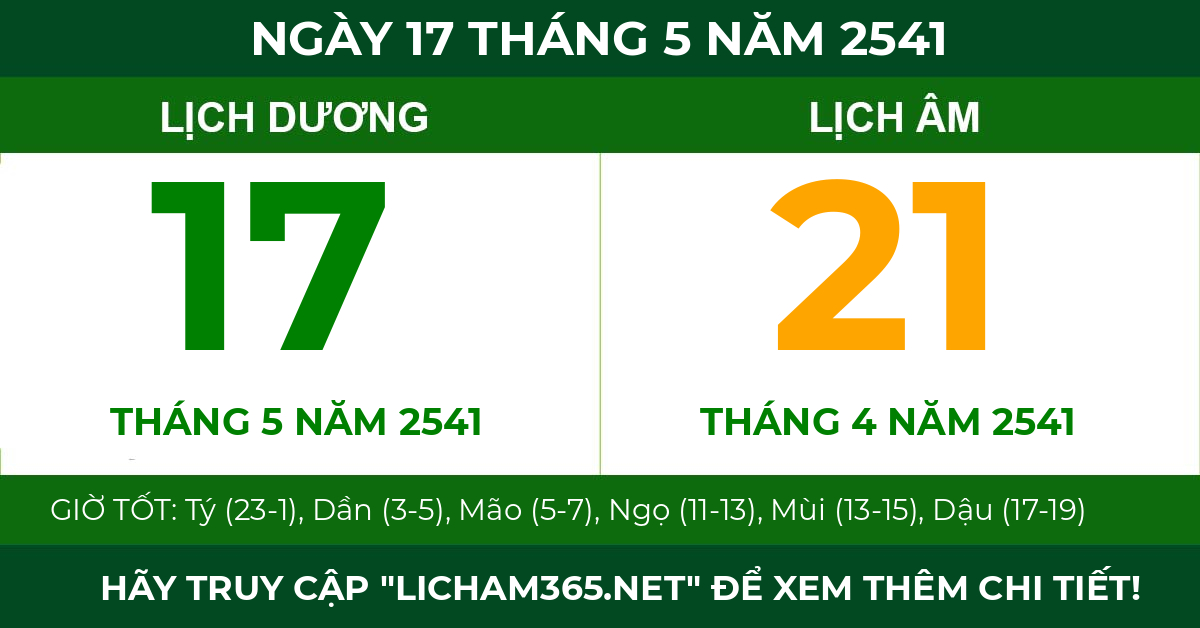 lịch âm ngày 17 tháng 5 năm 2541