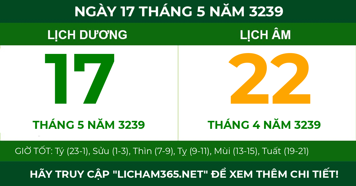 lịch âm ngày 17 tháng 5 năm 3239
