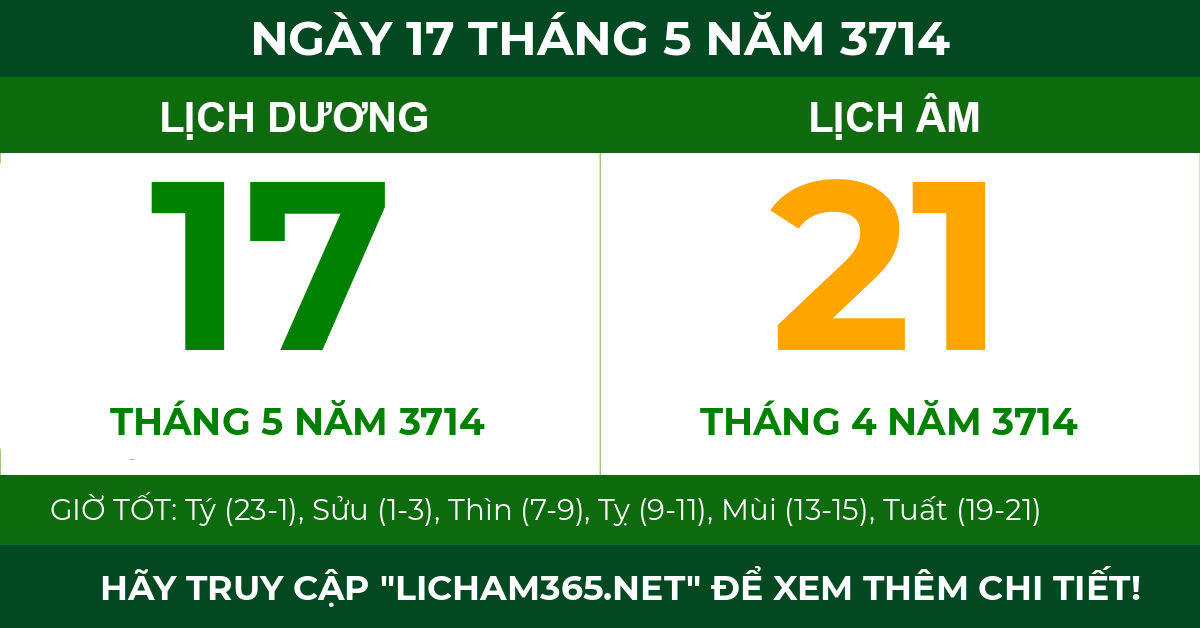 lịch âm ngày 17 tháng 5 năm 3714