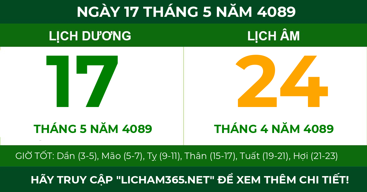 lịch âm ngày 17 tháng 5 năm 4089