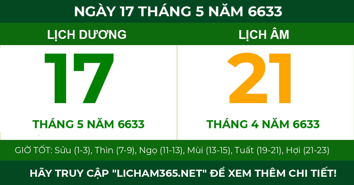 lịch âm ngày 17 tháng 5 năm 6633