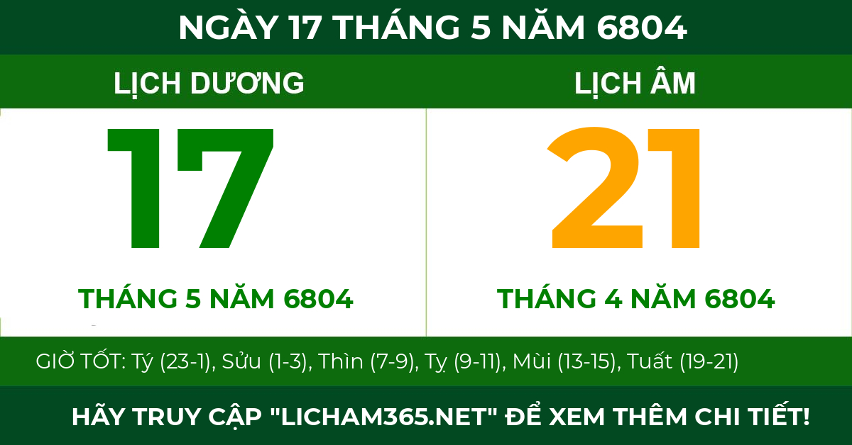 lịch âm ngày 17 tháng 5 năm 6804