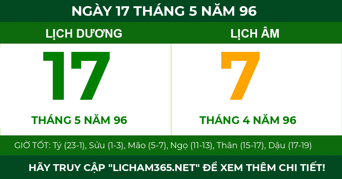lịch âm ngày 17 tháng 5 năm 96