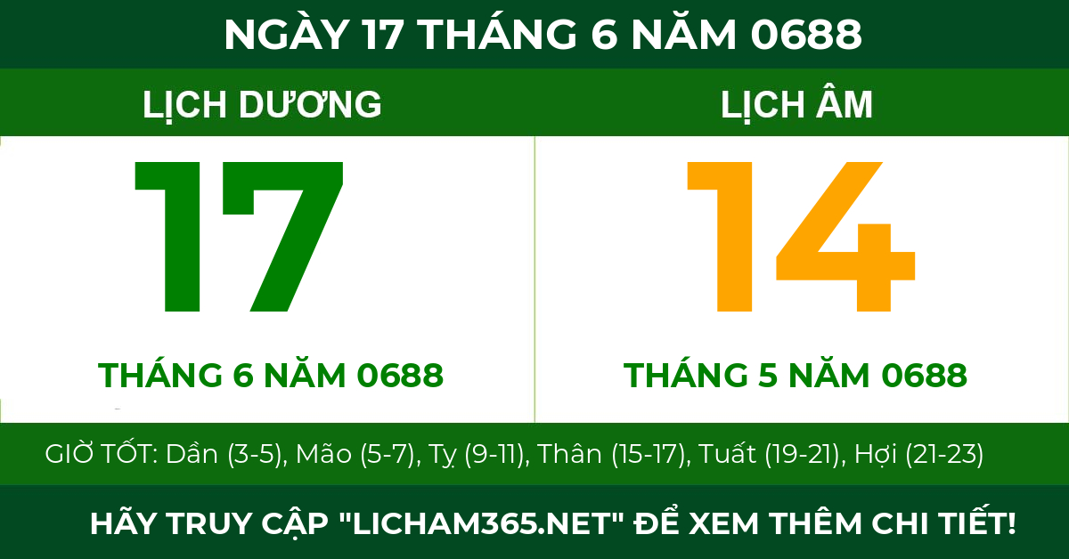 lịch âm ngày 17 tháng 6 năm 0688