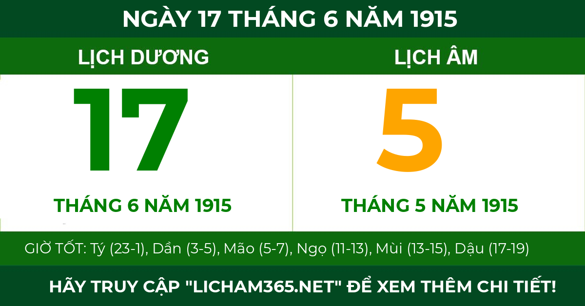 lịch âm ngày 17 tháng 6 năm 1915