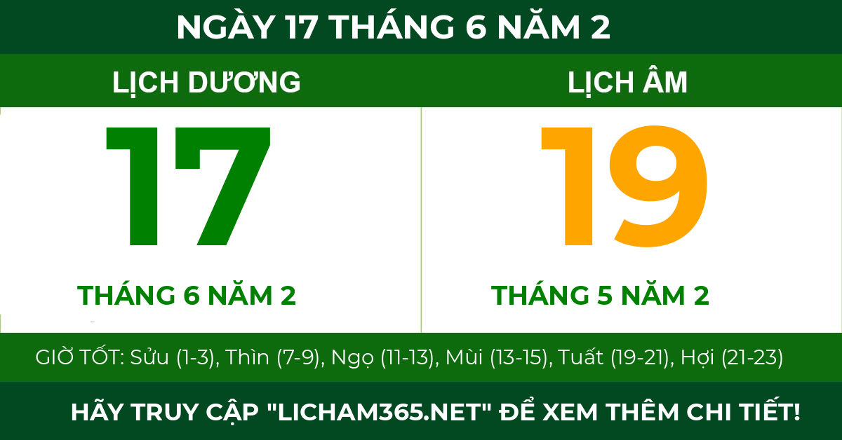 lịch âm ngày 17 tháng 6 năm 2