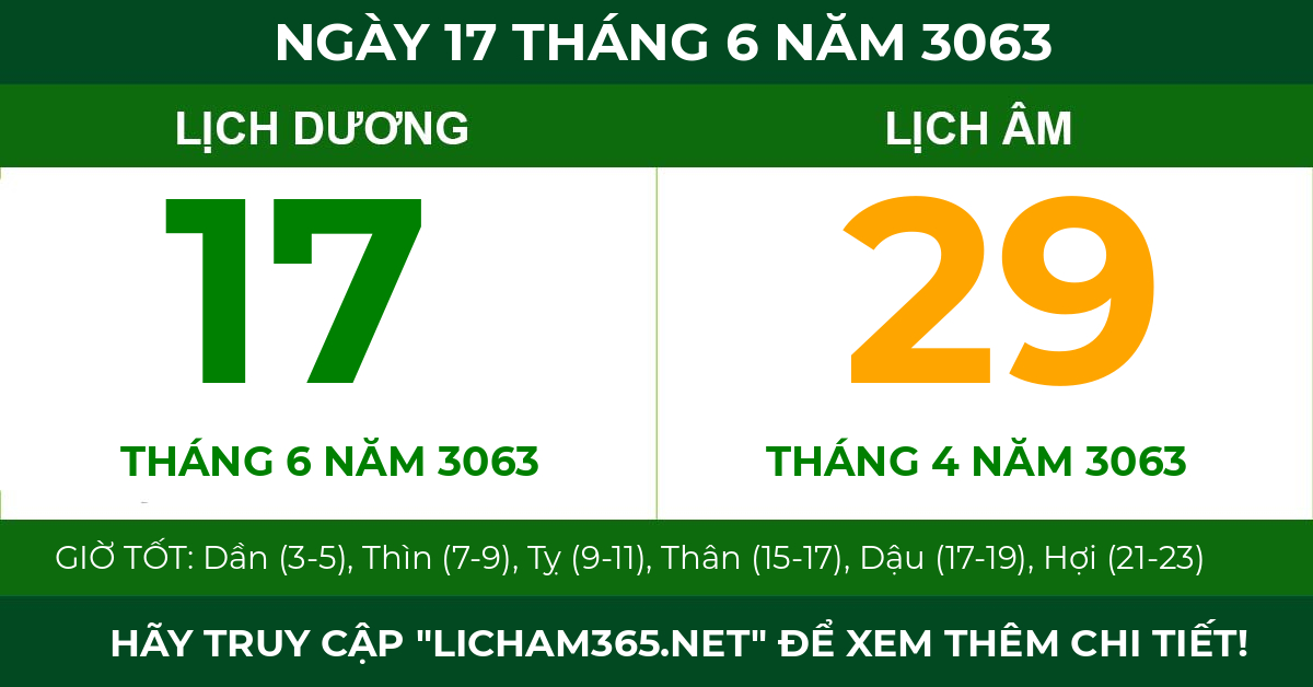 lịch âm ngày 17 tháng 6 năm 3063