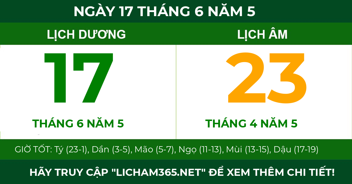 lịch âm ngày 17 tháng 6 năm 5