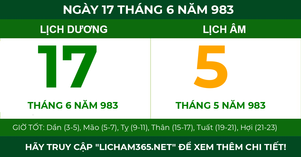 lịch âm ngày 17 tháng 6 năm 983