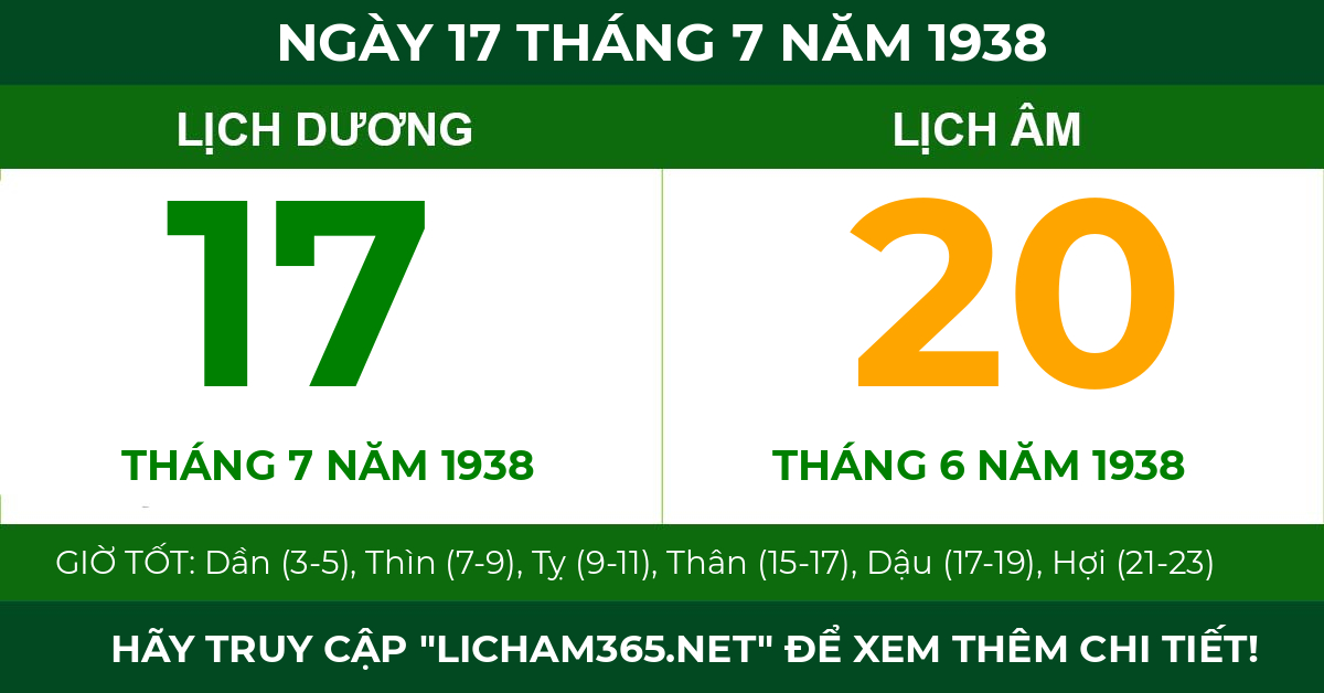 lịch âm ngày 17 tháng 7 năm 1938