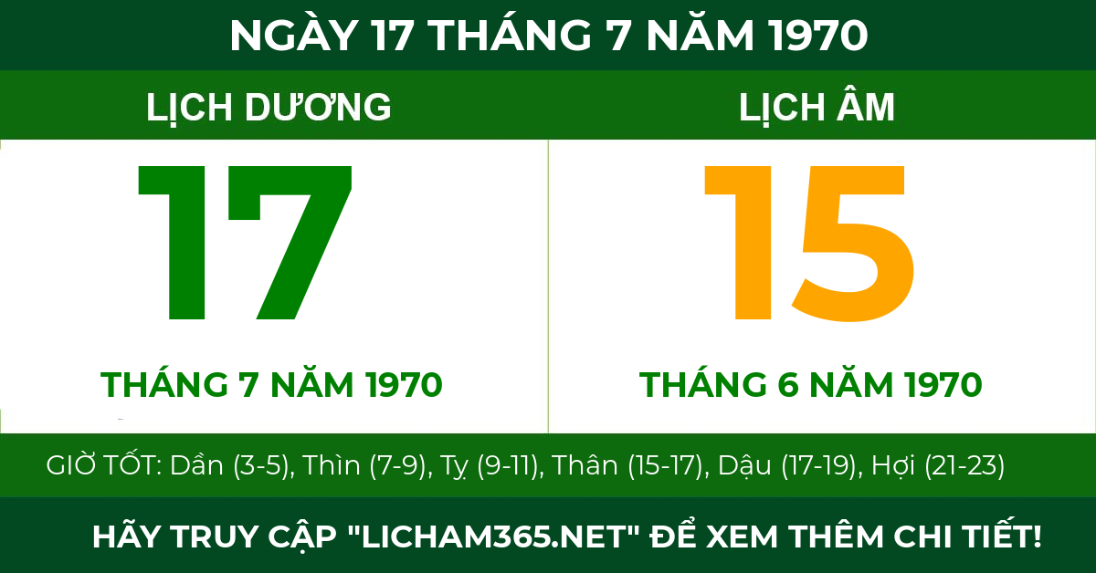 lịch âm ngày 17 tháng 7 năm 1970