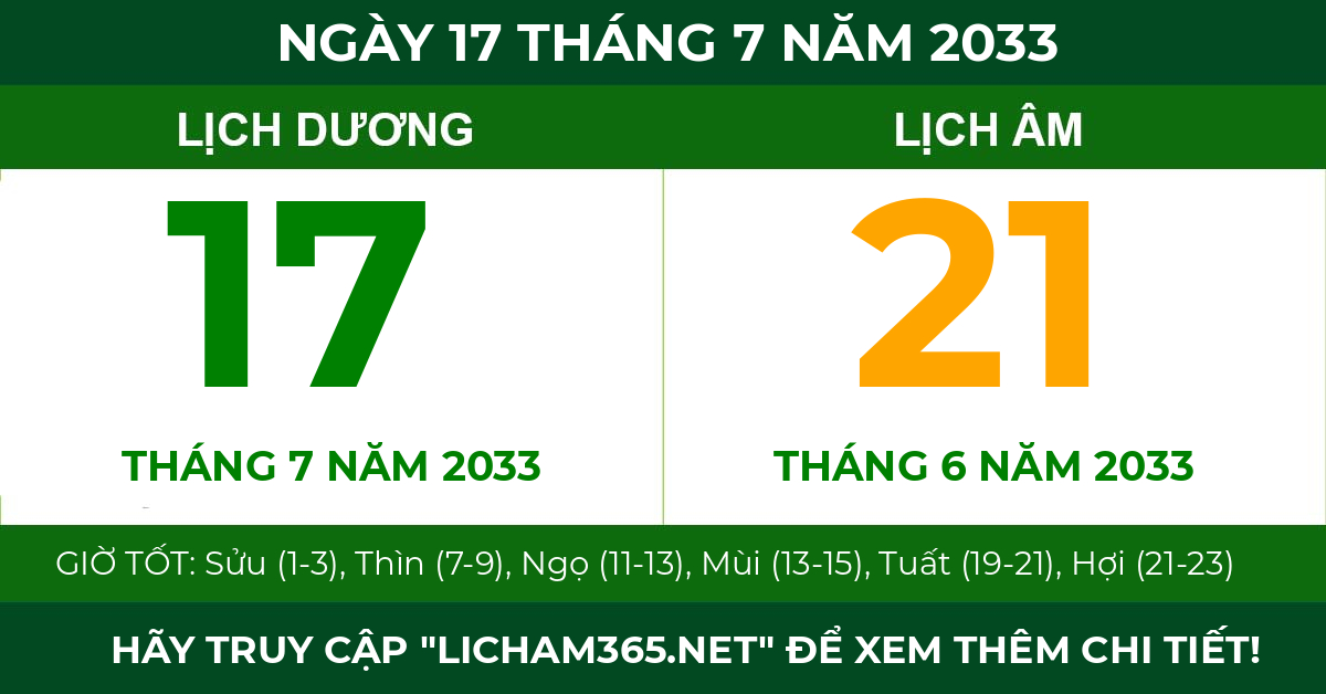 lịch âm ngày 17 tháng 7 năm 2033