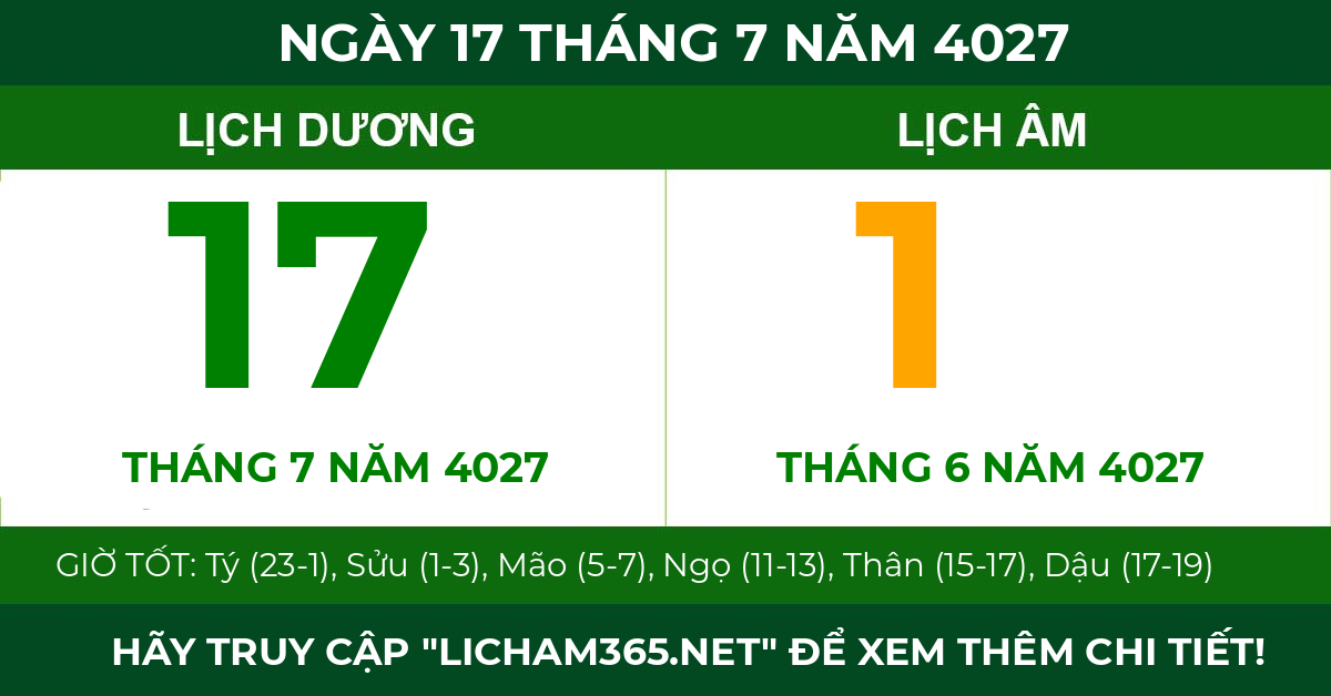 lịch âm ngày 17 tháng 7 năm 4027