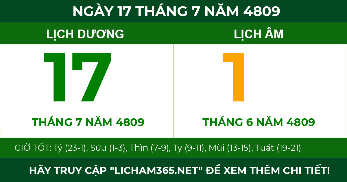 lịch âm ngày 17 tháng 7 năm 4809