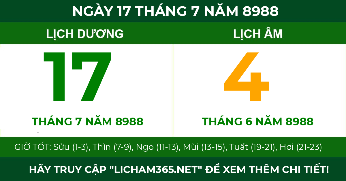 lịch âm ngày 17 tháng 7 năm 8988