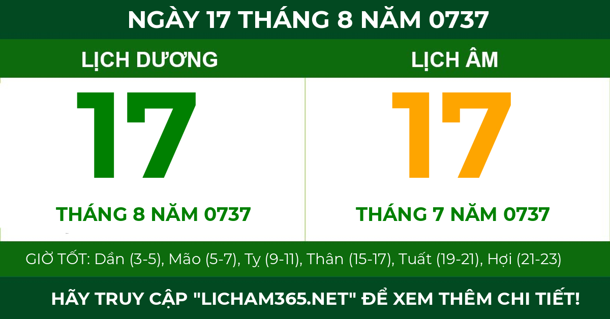 lịch âm ngày 17 tháng 8 năm 0737
