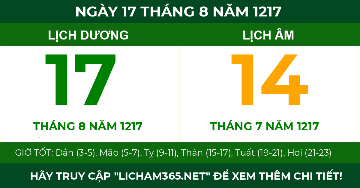 lịch âm ngày 17 tháng 8 năm 1217