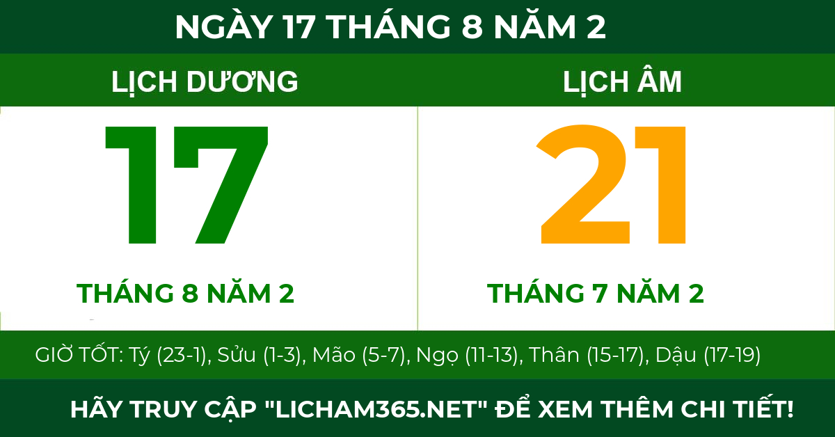 lịch âm ngày 17 tháng 8 năm 2