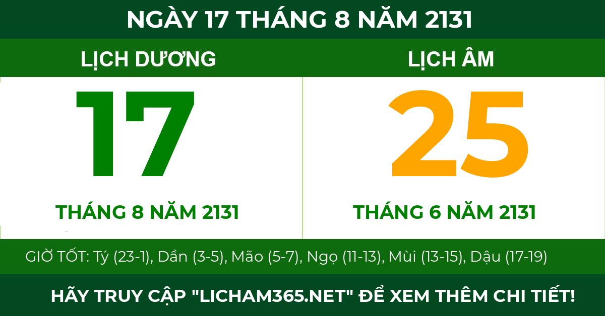 lịch âm ngày 17 tháng 8 năm 2131