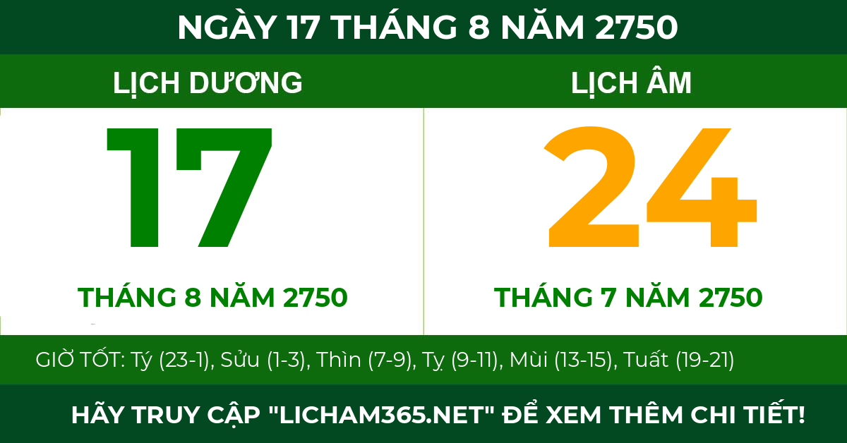 lịch âm ngày 17 tháng 8 năm 2750