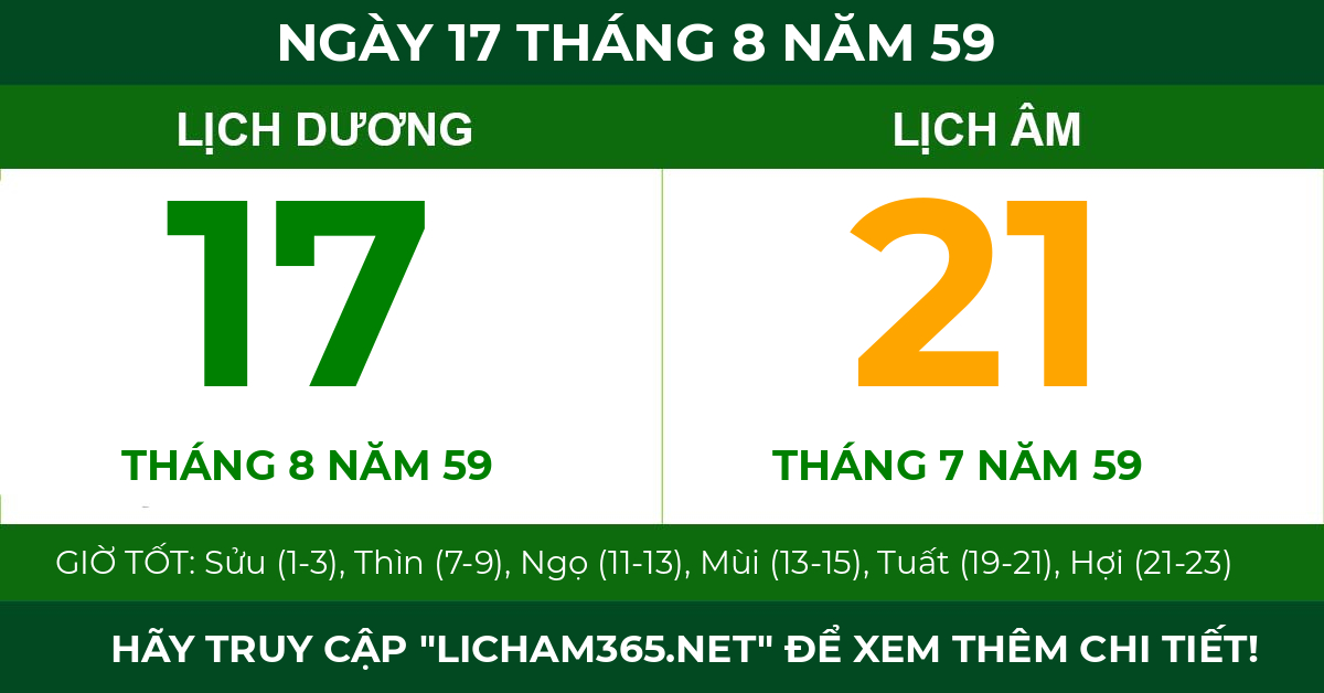 lịch âm ngày 17 tháng 8 năm 59