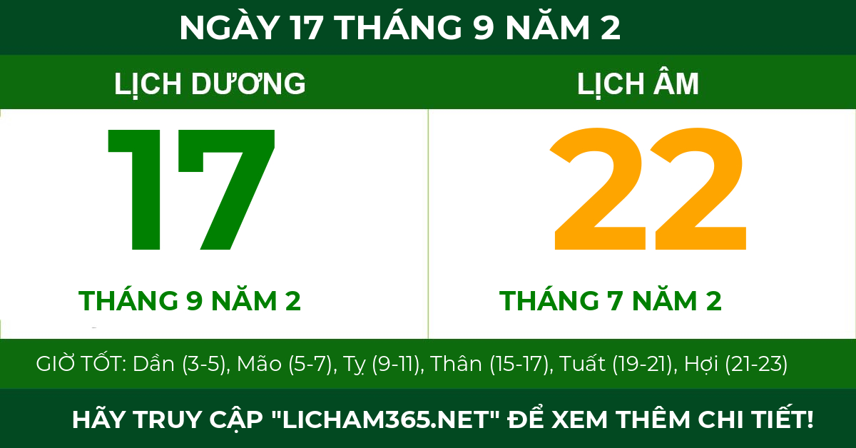 lịch âm ngày 17 tháng 9 năm 2