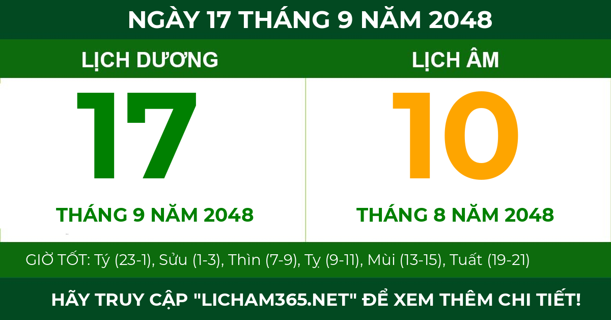 lịch âm ngày 17 tháng 9 năm 2048