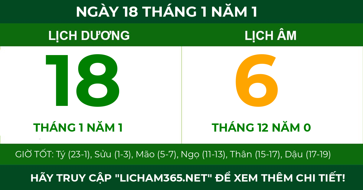 lịch âm ngày 18 tháng 1 năm 1