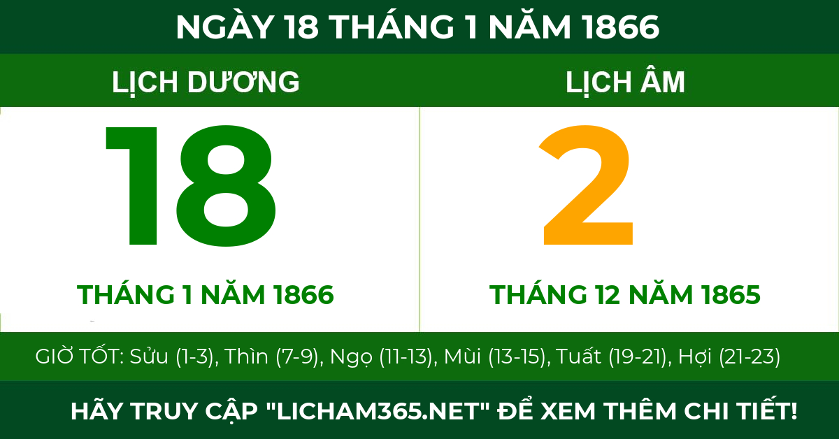 lịch âm ngày 18 tháng 1 năm 1866