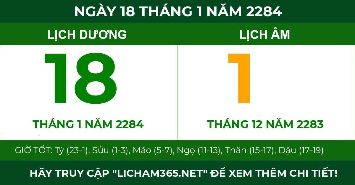 lịch âm ngày 18 tháng 1 năm 2284