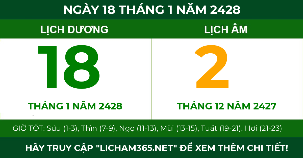 lịch âm ngày 18 tháng 1 năm 2428