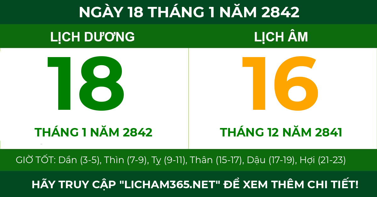 lịch âm ngày 18 tháng 1 năm 2842