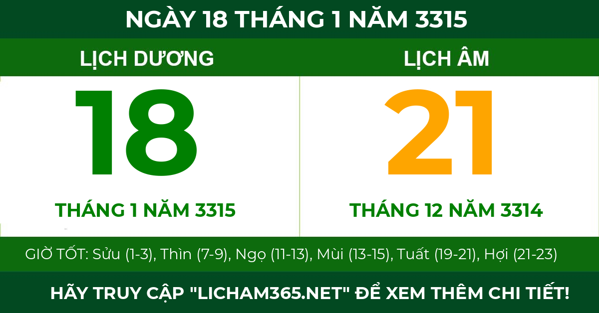 lịch âm ngày 18 tháng 1 năm 3315