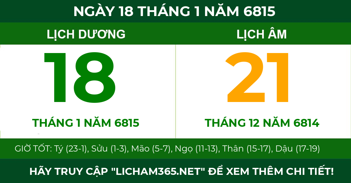 lịch âm ngày 18 tháng 1 năm 6815