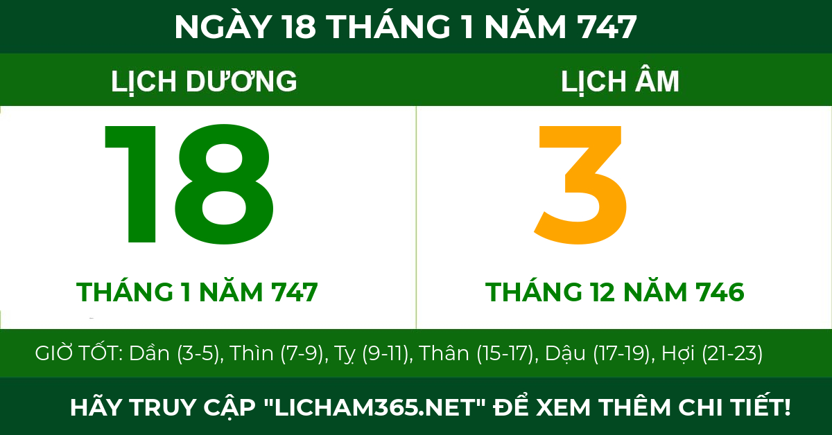 lịch âm ngày 18 tháng 1 năm 747